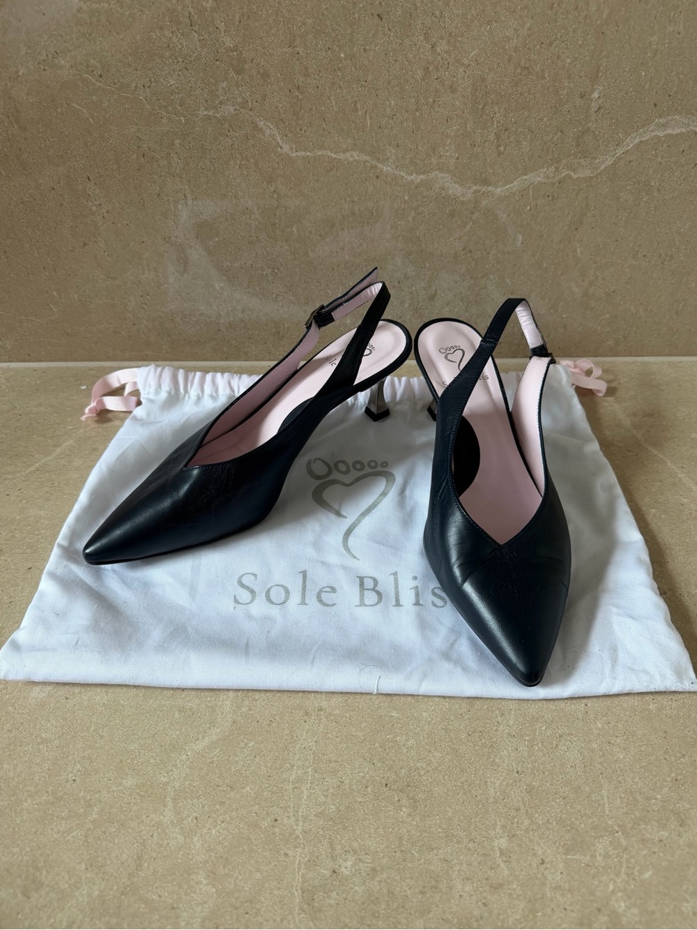 Gently Used - Sole Bliss Leather Kara Slingback Kitten Heel Pumps (EU 41/US 10)